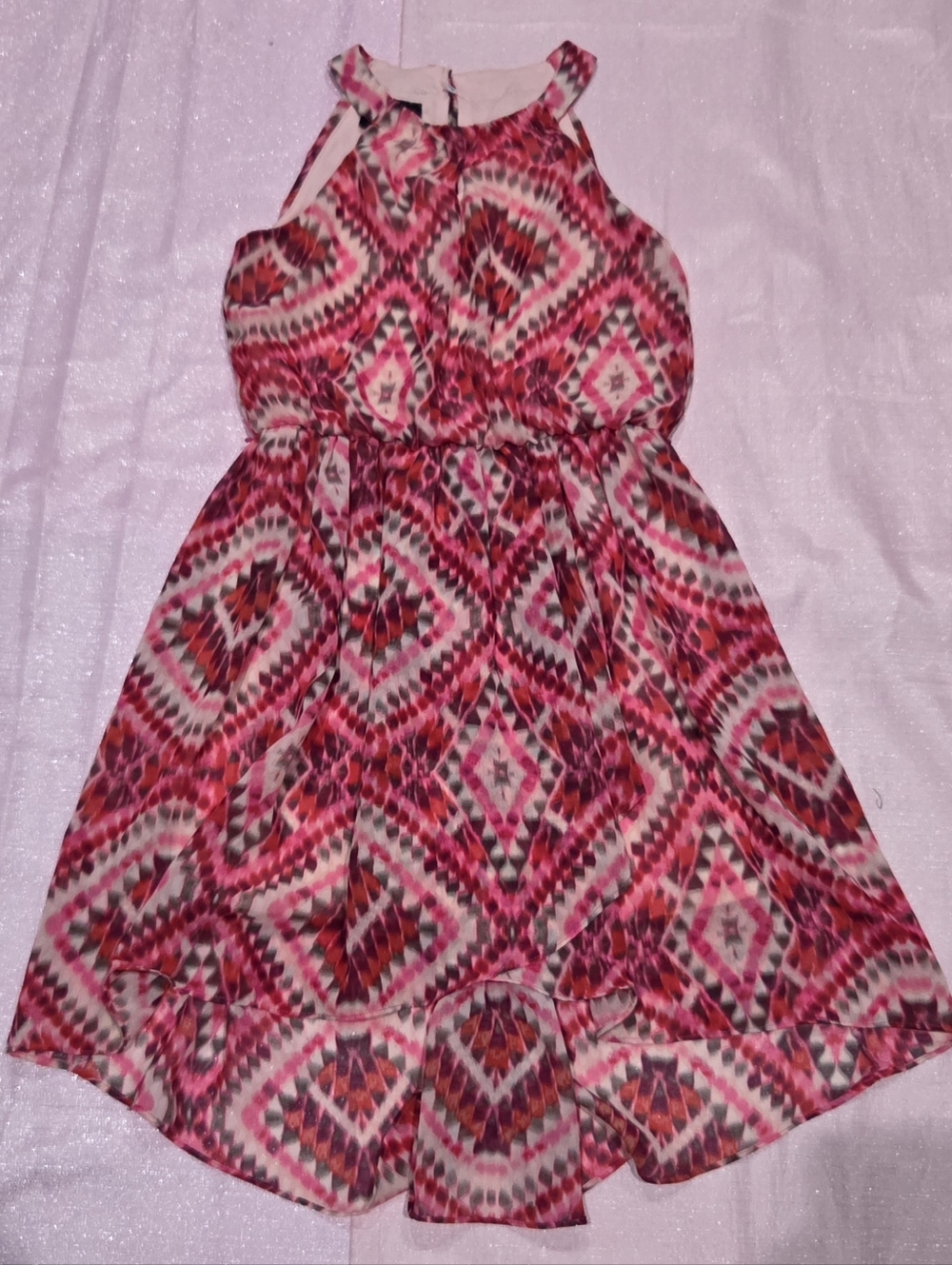 by & by Pink Geo-Print Halter Dress for Girls